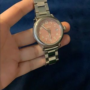 Shinola pink face watch
